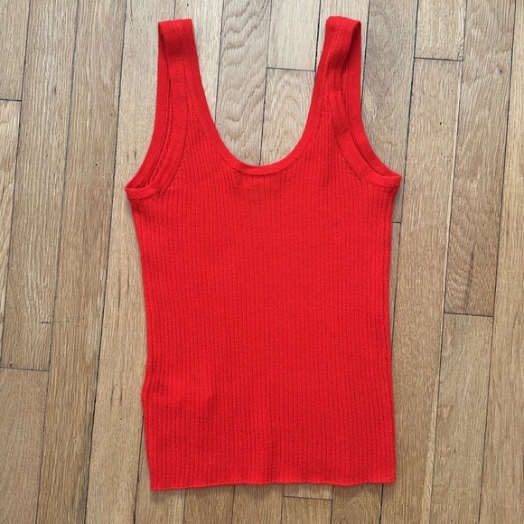J. Crew Red Ribbed Tank Top - Picture 3 of 3